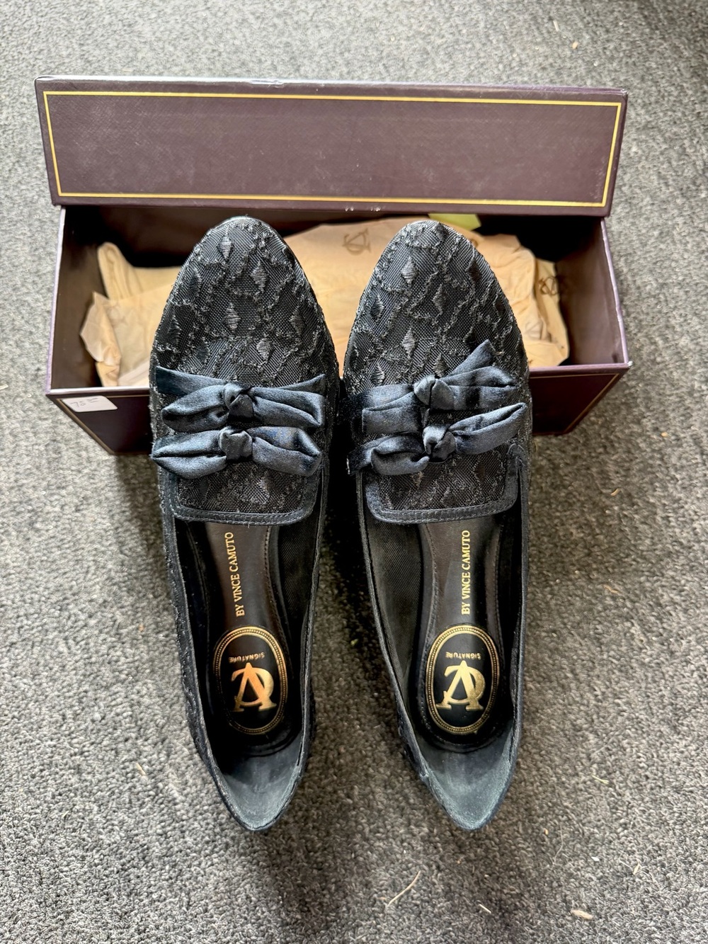 Black Lace Bow Loafers by Andre Assous